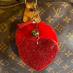 Bag / Purse Heart Pompom Charm #175